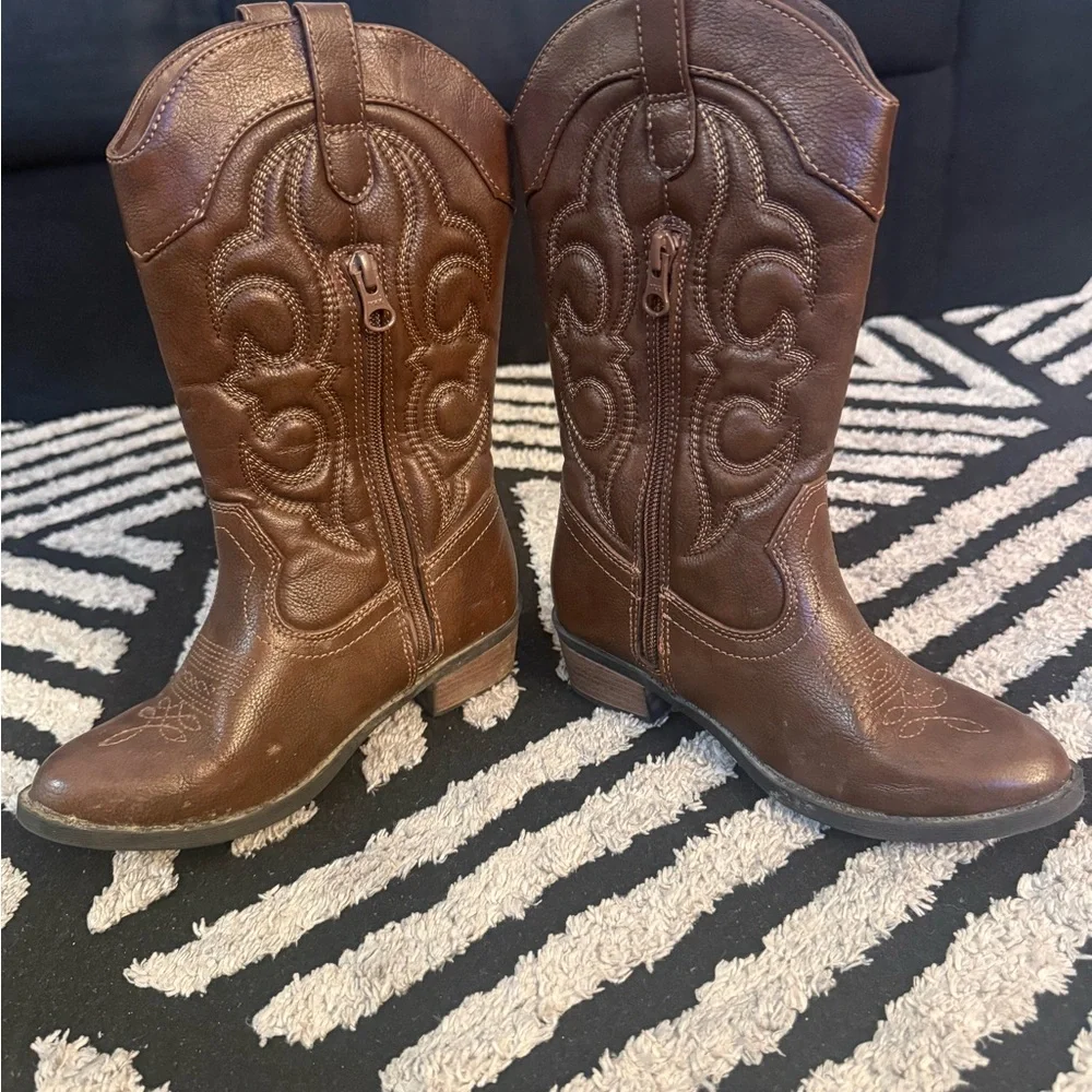 Cat & Jack Brown Kids Western Zip-Up Boots